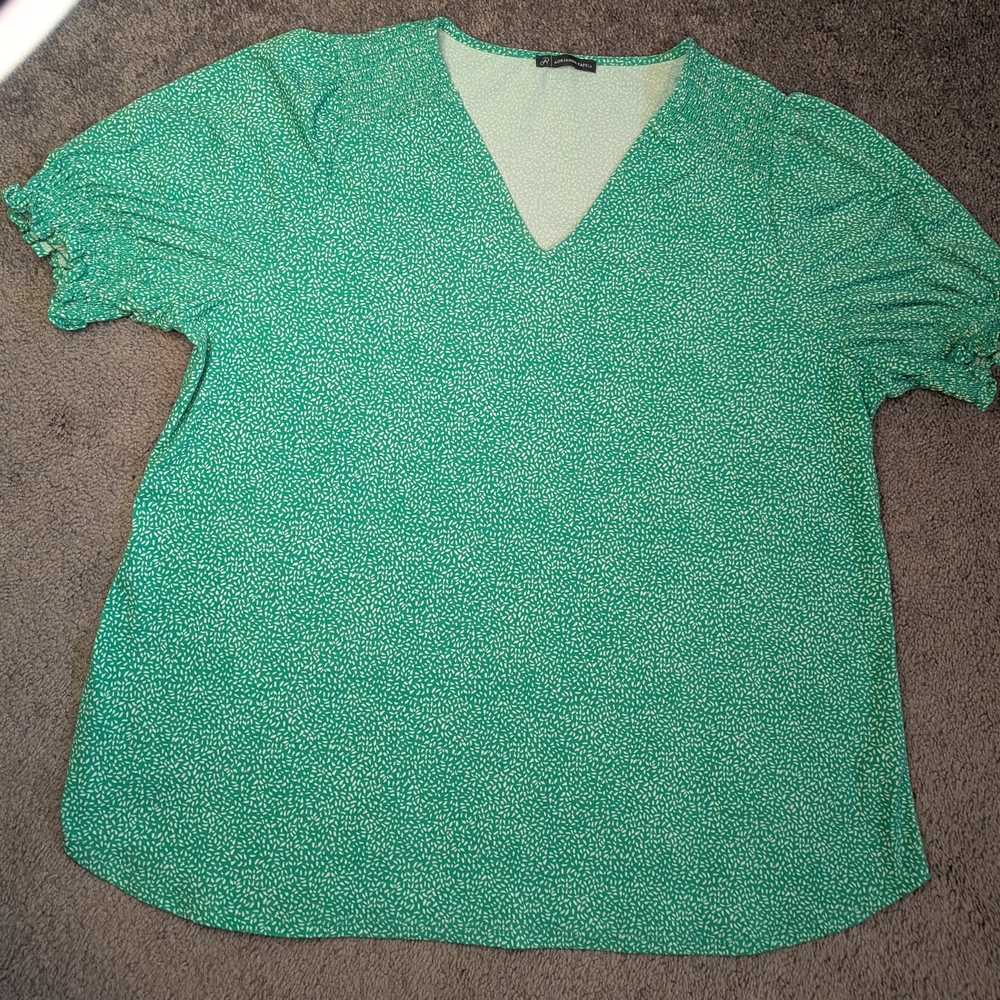 Adrianna Papell Teal V-Neck Blouse